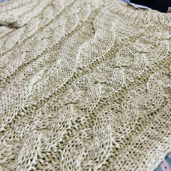 VINCE Sweater Women's XS Pale Lime Green Cable Knit‎ - Picture 10 of 14